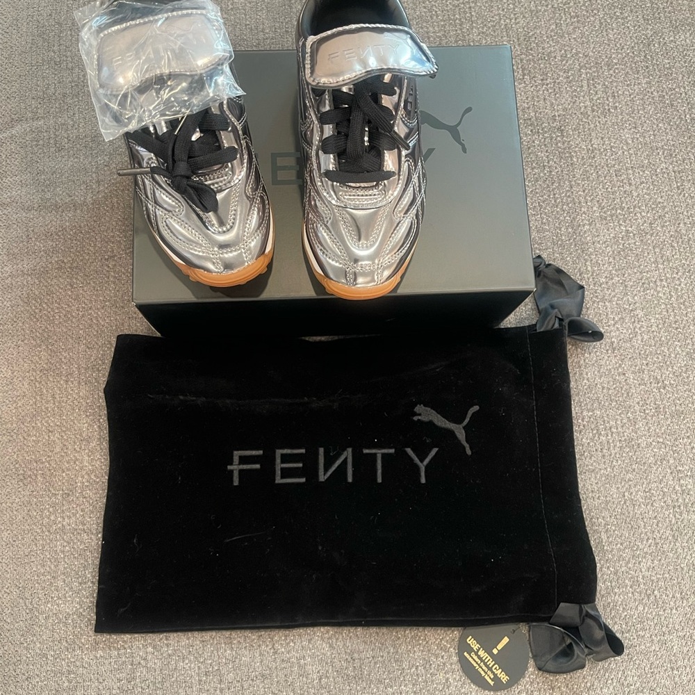 Fenty Kids Metallic Silver Sneakers